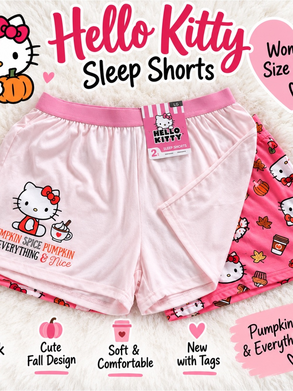 Hello Kitty Pink & Hot Pink Women's Sleep Shorts Set